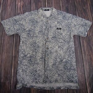 Jimmy'Z Shirt Mens XL Blue Geometric Print Short Sleeve Button Up Surf Casual